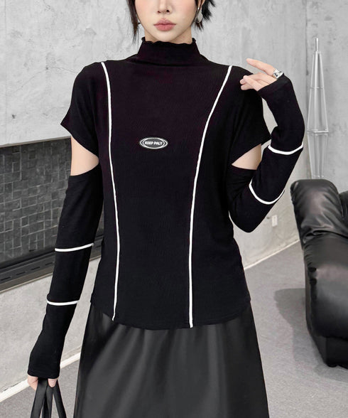 Cut Out Contrast Stitch Top